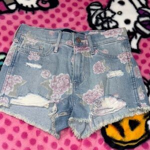Hollister Blue Floral Jean Shorts